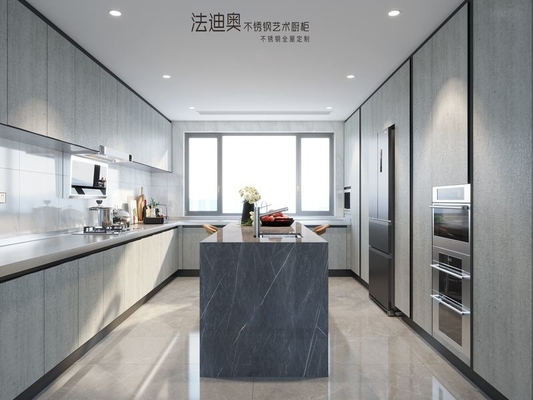 Fadior Cement Gray Elegance Premium Stainless Steel Kitchen Cabinets With Timeless Modern Design
