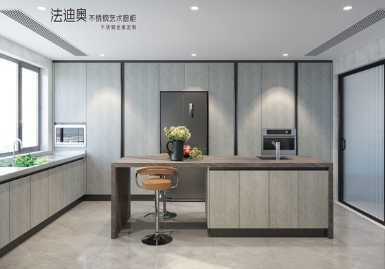 Fadior Cement Gray Elegance Premium Stainless Steel Kitchen Cabinets With Timeless Modern Design