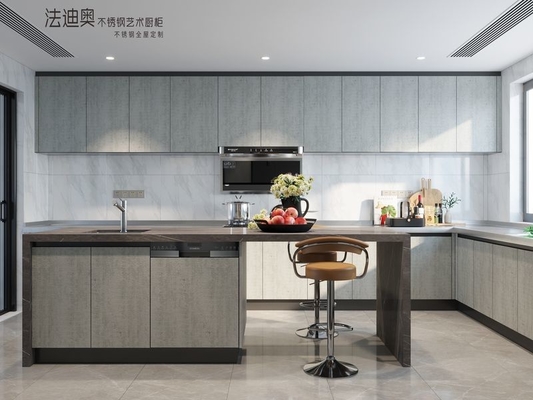 Fadior Cement Gray Elegance Premium Stainless Steel Kitchen Cabinets With Timeless Modern Design