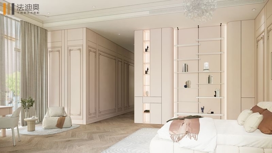 Arched Stainless Steel Bedroom Wardrobe with Integrated Desk