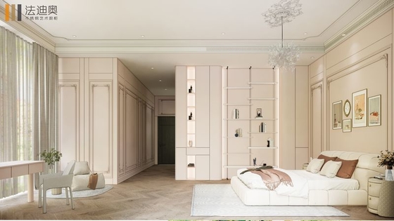 Arched Stainless Steel Bedroom Wardrobe with Integrated Desk
