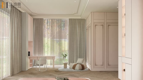 Arched Stainless Steel Bedroom Wardrobe with Integrated Desk