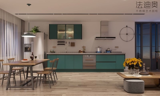 Lemari Dapur Bergaris Satu Hijau Pine Perpaduan sempurna dari Desain Minimalis dan Fungsi Modern