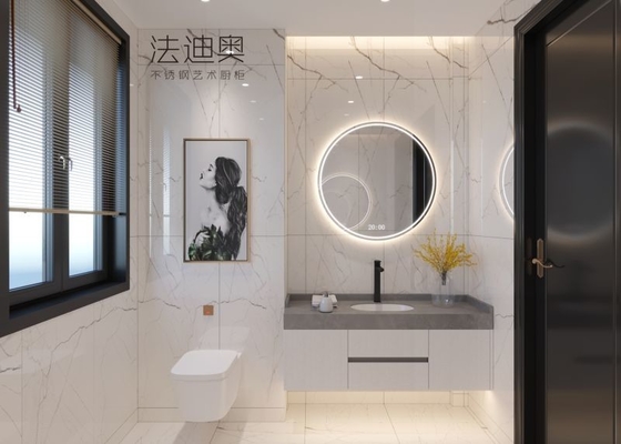 Modern klasik stainless steel kamar mandi kesombongan dengan aksesoris pintar dan desain terapung