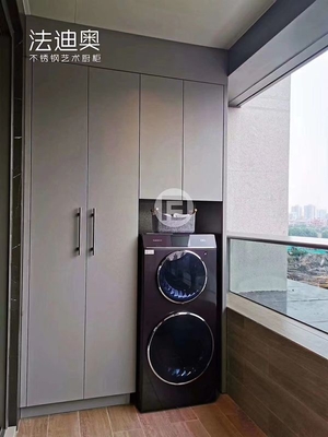 Lemari penyimpanan balkon baja tahan karat modern dengan finishing abu-abu bintang