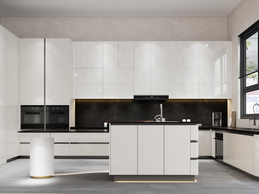 Lemari Dapur Berbentuk U Berkualitas Lemari Dapur Hitam Modern Dengan Penyimpanan Maksimal